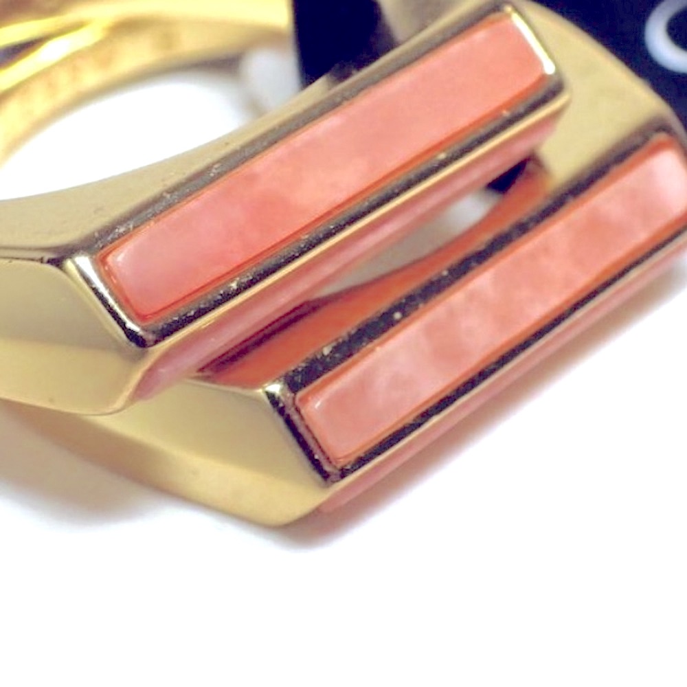Jcrew Nwt Rings 2 Semiprecious Size 6 Peach-Pink Agate Stones In Gold-Plate